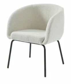 Fauteuil BELEM En Tissu Bouclette Blanc