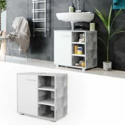 Meuble Sous-lavabo Perry Béton/blanc -HOME24 Soldes 087db03c3b374e8fbce0feac7670c690