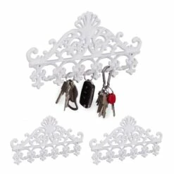 3x Portemanteaux Muraux En Fonte Blanc