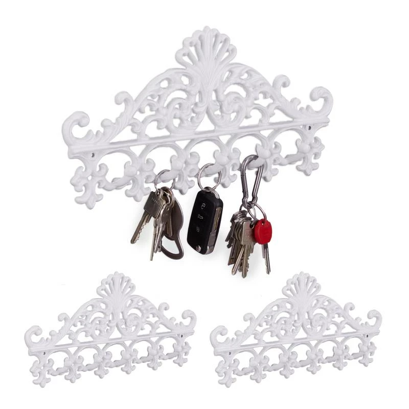 3x Portemanteaux Muraux En Fonte Blanc 3 3x Portemanteaux Muraux En Fonte Blanc