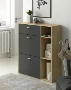 Meuble Chaussures Chêne/Gris Anthracite 24 Meuble Chaussures Chêne/Gris Anthracite -HOME24 Soldes 0e72eb4e68b14bc39f8714be19e096d7