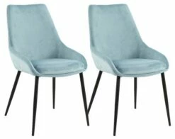 2 Chaises En Velours Bleu - JAZZY