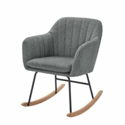Fauteuil ELSA Tissu Gris Rocking Chair