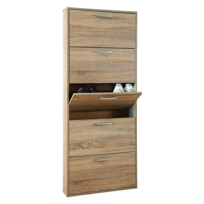 Meuble Chaussures Chêne H.164 Cm - TIDY 4 Meuble Chaussures Chêne H.164 Cm - TIDY – Image 2