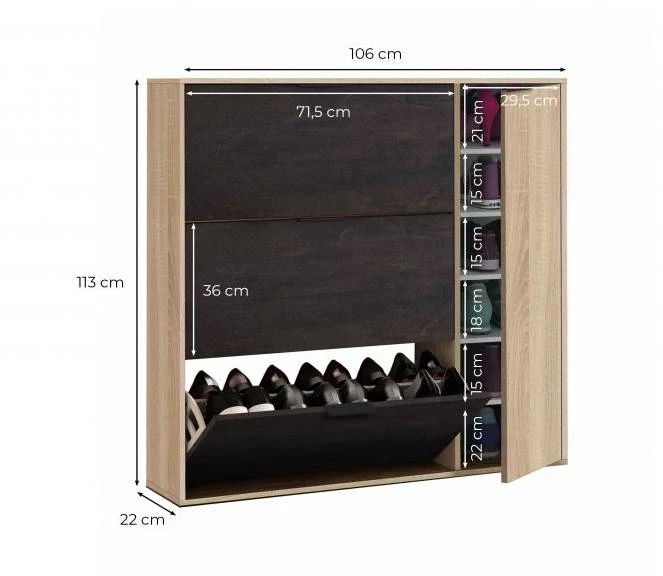 Meuble à Chaussures 3 Abattants 6 Meuble à Chaussures 3 Abattants – Image 4