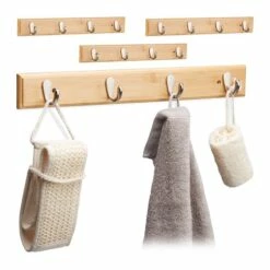 4x Porte-manteaux Patères 4 Crochets