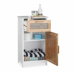 Armoire Basse Salle De Bain Blanc Bois