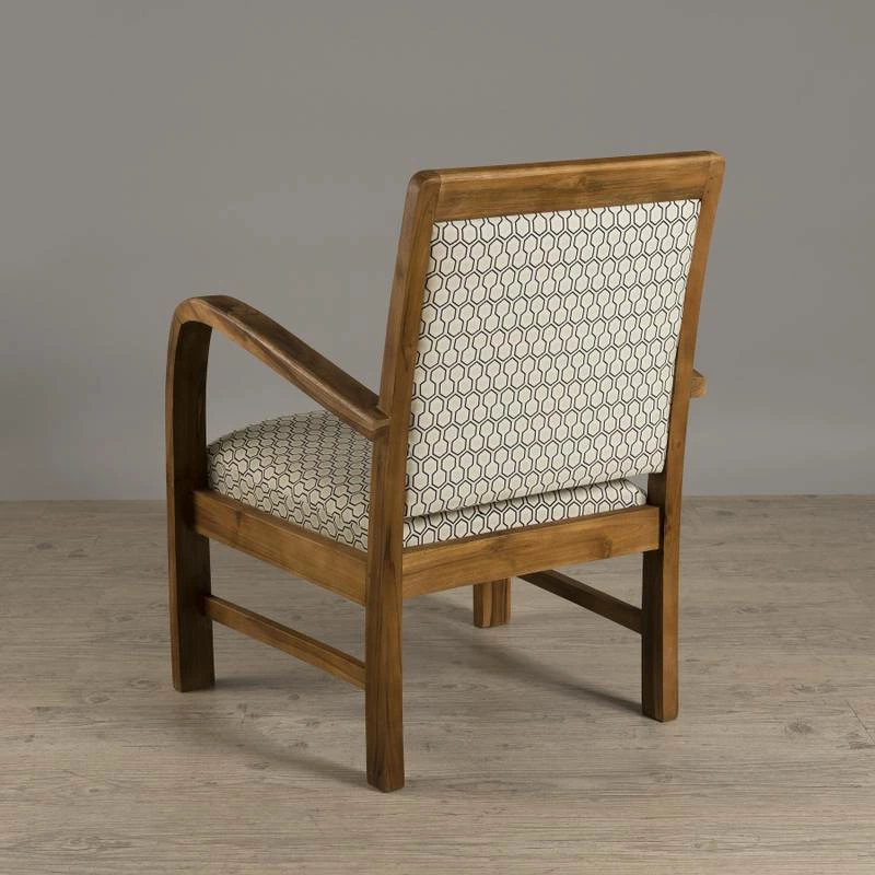 Fauteuil Hexago En Teck Tissu Vert 5 Fauteuil Hexago En Teck Tissu Vert – Image 3