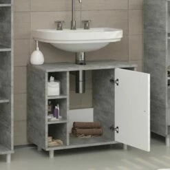 Meuble Sous-lavabo Fynn Blanc Béton -HOME24 Soldes 39085b45db8f4cba888f959979f83594