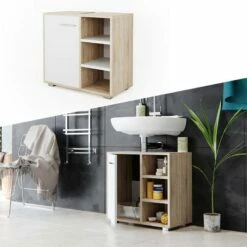 Meuble Sous-lavabo Perry Chêne/blanc -HOME24 Soldes 54e5e567996e4be3adefb78eafda2eb9