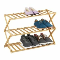 Étagère à Chaussures Pliable En Bambou