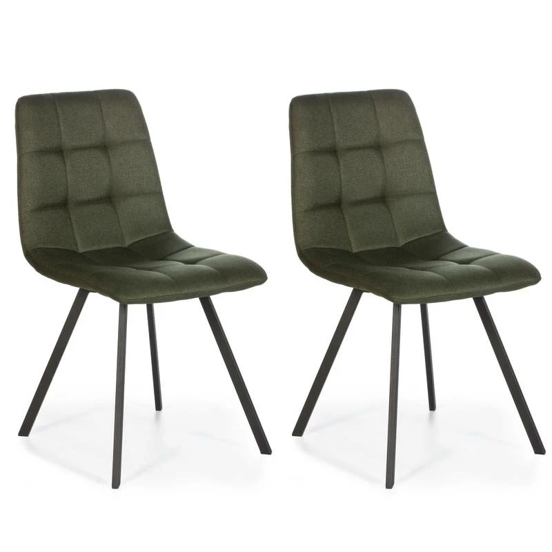 Set De 2 Chaises Mila Tapissées Vert 3 Set De 2 Chaises Mila Tapissées Vert