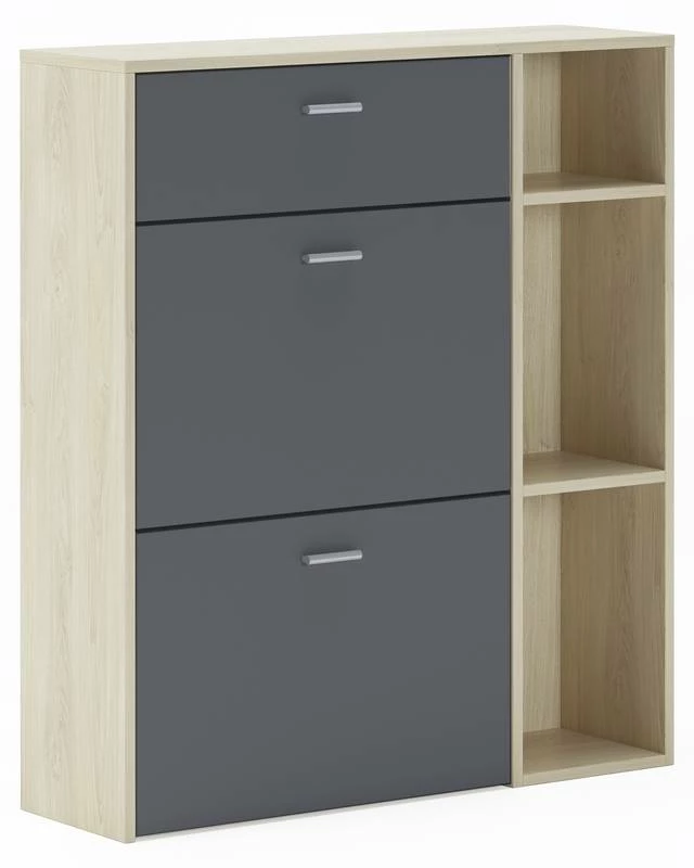 Meuble Chaussures Chêne/Gris Anthracite 3 Meuble Chaussures Chêne/Gris Anthracite