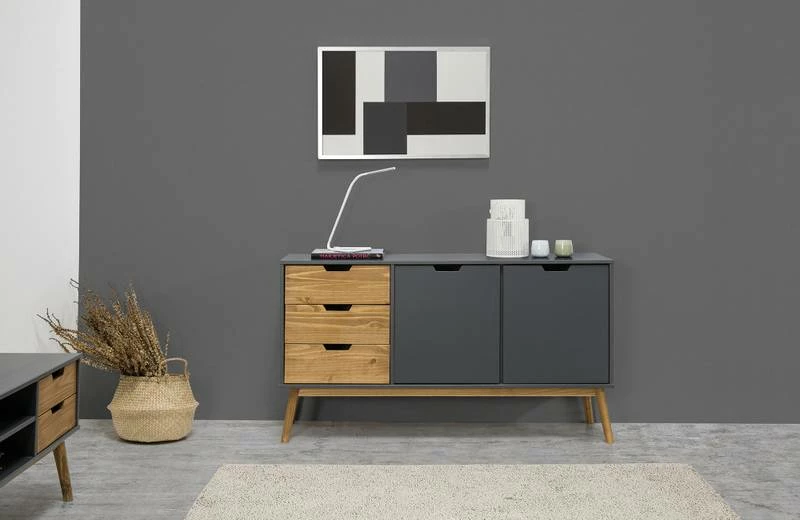 Buffet Java 3 Tiroir 2 Porte Anthracite 4 Buffet Java 3 Tiroir 2 Porte Anthracite – Image 2