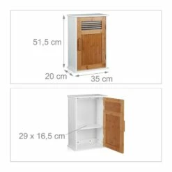 Placard Salle De Bain Blanc Porte Bambou -HOME24 Soldes 7bf5cd92e4c943efb3be279c89aee005