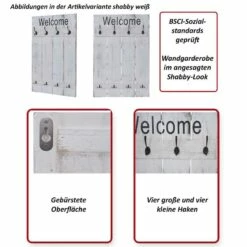 Vestaire Murale HWC-C89 Welcome Shabby -HOME24 Soldes 8ad4e7998f0a42f799c5808fe31b7963