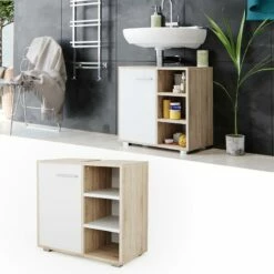 Meuble Sous-lavabo Perry Chêne/blanc -HOME24 Soldes 8b077866e16849d396fc8a4a369cf297