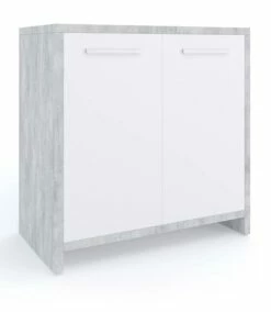 Meuble Sous-lavabo Kiko Béton/blanc