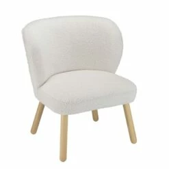 Fauteuil En Tissu Bouclette Blanc