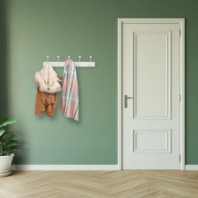 Portemanteau Mural Blanc 5 Crochets 4 Portemanteau Mural Blanc 5 Crochets – Image 2