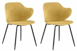 2 Chaises Design Tissu Jaune Chiné - VAN