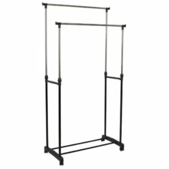 Portant Double En Métal Avec Roulettes