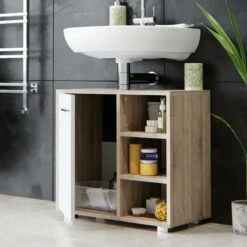 Meuble Sous-lavabo Perry Chêne/blanc -HOME24 Soldes a98e38ae5caa4259ac78b4099d016af0