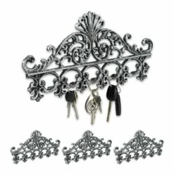 4x Portemanteaux Muraux En Fonte Argenté