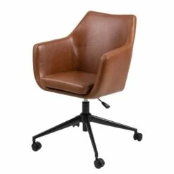 Chaise De Bureau Pivotante NICHOLAS -HOME24 Soldes buerodrehstuhl nicholas i kunstleder metall vintage braun 4417968
