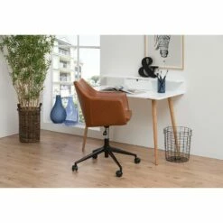 Chaise De Bureau Pivotante NICHOLAS -HOME24 Soldes buerodrehstuhl nicholas i kunstleder metall vintage braun 4417984