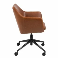 Chaise De Bureau Pivotante NICHOLAS -HOME24 Soldes buerodrehstuhl nicholas i kunstleder metall vintage braun 4417988
