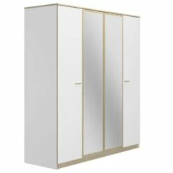 Armoire 4 Portes 2 Miroirs L181cm Tulle