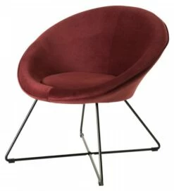 Fauteuil En Tissu Velours Bordeaux