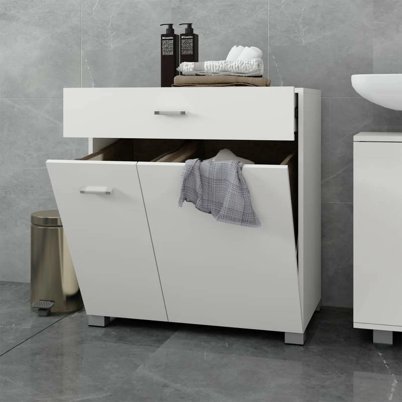 Armoire à Linge 75x785x45 Cm Blanc 5 Armoire à Linge 75x785x45 Cm Blanc – Image 3