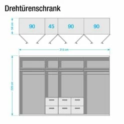 Armoire à Portes Battantes Bingen -HOME24 Soldes drehtuerenschrank bingen alpinweiss 315 cm 7 tuerig 3 spiegeltueren 4798044