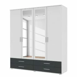 Armoire Rasant-Extra I -HOME24 Soldes drehtuerenschrank rasant extra i alpinweiss anthrazit 168 cm 4 tuerig 2 spiegeltueren 2670422