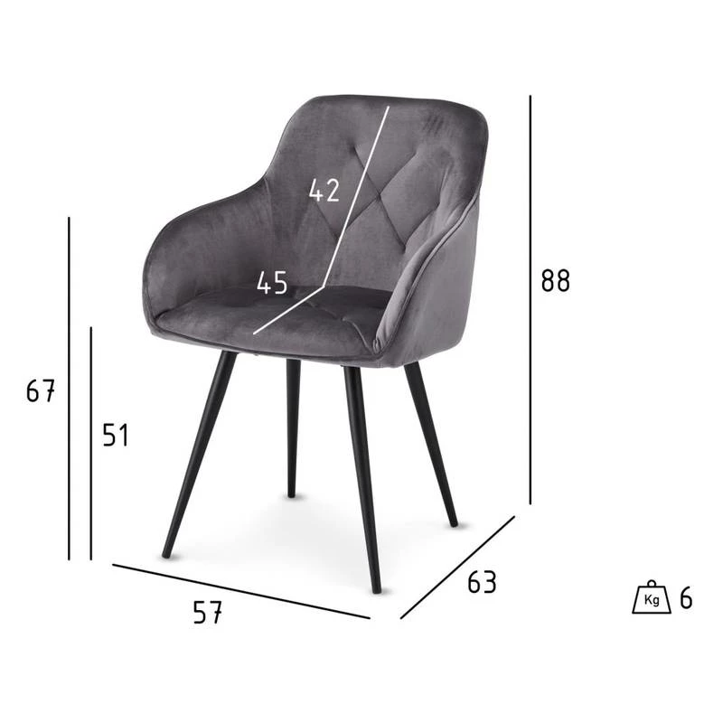 Chaises à Accoudoirs Nadja Gris Lot De 2 8 Chaises à Accoudoirs Nadja Gris Lot De 2 – Image 6