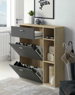 Meuble Chaussures Chêne/Gris Anthracite 25 Meuble Chaussures Chêne/Gris Anthracite -HOME24 Soldes e460c3d998784b04b0bdf54372a696fe