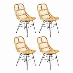 Villa - Chaise En Rotin Naturel Et Pieds