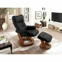 Fauteuil De Relaxation Westerwald -HOME24 Soldes echtleder relaxsessel westerwald mit hocker schwarz 1431384