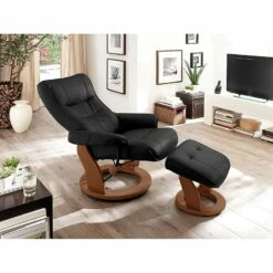 Fauteuil De Relaxation Westerwald -HOME24 Soldes echtleder relaxsessel westerwald mit hocker schwarz 1431385
