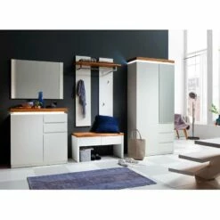 Ensemble De Vestibule Roble -HOME24 Soldes garderoben set roble 3 teilig inkl beleuchtung matt weiss asteiche 4407128