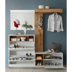 Ensemble De Vestibule Guardo -HOME24 Soldes garderobenset guarda 4 teilig weiss wildeiche dekor 4549164