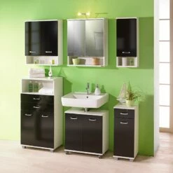 Meuble Haut Miami -HOME24 Soldes haengeschrank lugano schwarz glanz weiss perl 1324386