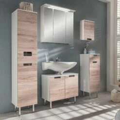 Armoire Basse Romana -HOME24 Soldes hochschrank romana hochglanz weiss eiche dekor 4098060