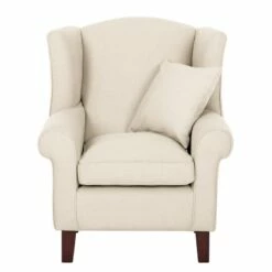 Fauteuil à Oreilles Colmar -HOME24 Soldes ohrensessel colmar webstoff mit hocker stoff maka beige 4827300