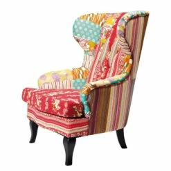 Fauteuil Wing Patchwork -HOME24 Soldes patchwork ohrensessel webstoff mehrfarbig 3588217