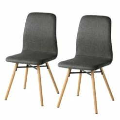 Chaises Capitonnées Daleras -HOME24 Soldes polsterstuhl daleras 2er set webstoff buche massiv dunkelgrau 4847912