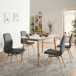 Chaises Capitonnées Daleras -HOME24 Soldes polsterstuhl daleras 2er set webstoff buche massiv dunkelgrau buche 4241604