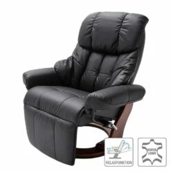 Fauteuil Relaxation Grunewald II -HOME24 Soldes relaxsessel grunewald ii echtleder kunstleder schwarz walnuss dekor 1474110